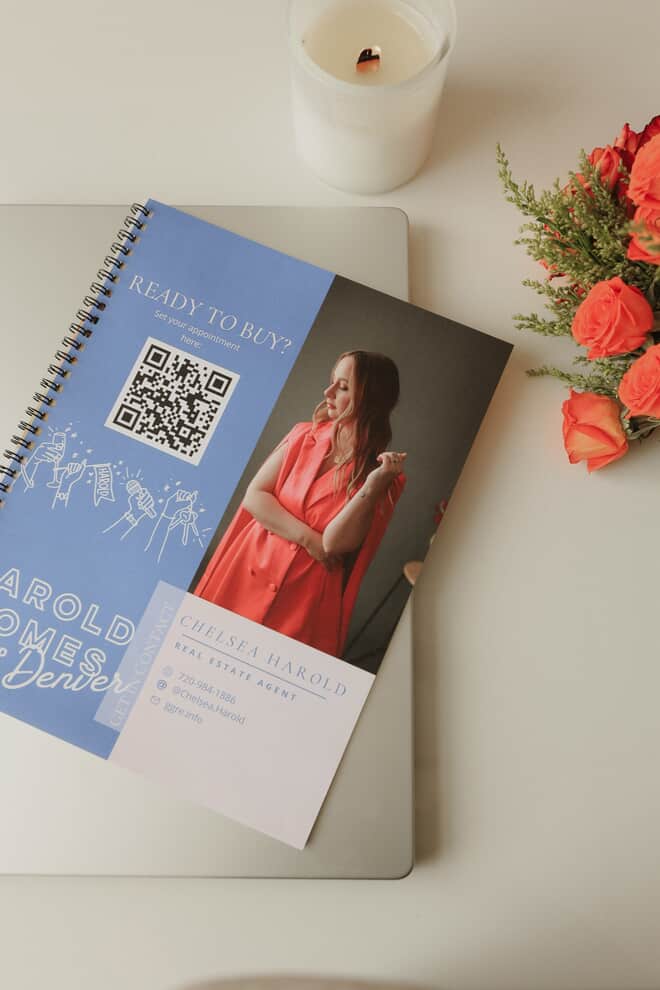 a notebook in Chelsea's branding